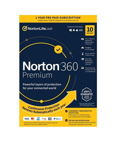 Norton 360 Premium – 10 Devices Antivirus & Security Suite – Buy Online at AbmarketX