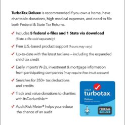 TurboTax Deluxe 2021 – Federal & One-State Tax Software – Buy Online at AbmarketX