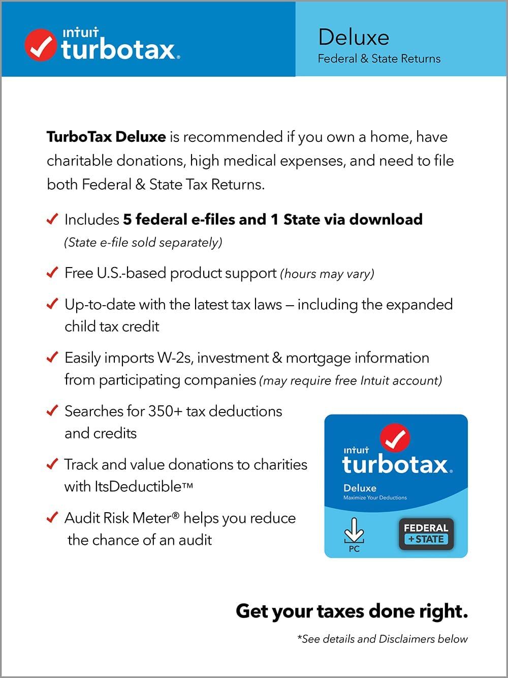 TurboTax Deluxe 2021 – Federal & One-State Tax Software – Buy Online at AbmarketX