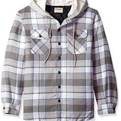 Wrangler Authentics quilted flannel jacket with hood – Buy Online at AbmarketX