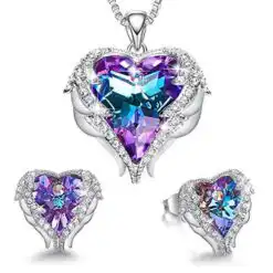 CDE Angel Wing Heart Necklace & Earrings Set – Buy Online at AbmarketX