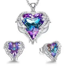 CDE Angel Wing Heart Necklace & Earrings Set – Buy Online at AbmarketX
