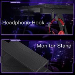 ODK 66″ L Shaped Corner Desk with Monitor Shelf – Black – Buy Online at AbmarketX