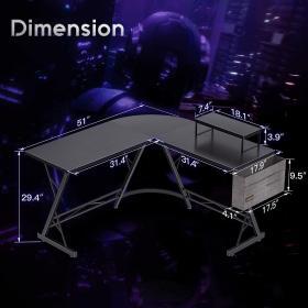 ODK 66″ L Shaped Corner Desk with Monitor Shelf – Black – Buy Online at AbmarketX