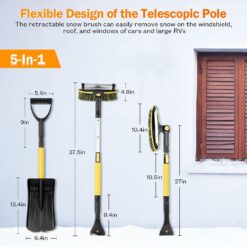 GEJRIO 5‑in‑1 Extendable Snow Brush & Ice Scraper – Buy Online at AbmarketX