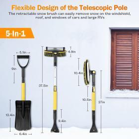 GEJRIO 5‑in‑1 Extendable Snow Brush & Ice Scraper – Buy Online at AbmarketX