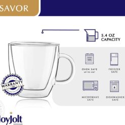 JoyJolt Savor Double‑Wall Espresso Glasses – 5.4 oz Set of 2 – Buy Online at AbmarketX