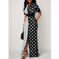 Polka Dot Long Maxi Casual Slim Vintage Women Dress – Buy Online at AbmarketX