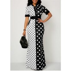 Polka Dot Long Maxi Casual Slim Vintage Women Dress – Buy Online at AbmarketX