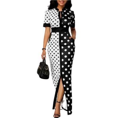 Polka Dot Long Maxi Casual Slim Vintage Women Dress – Buy Online at AbmarketX