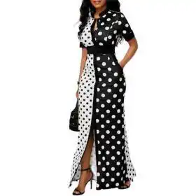 Polka Dot Long Maxi Casual Slim Vintage Women Dress – Buy Online at AbmarketX
