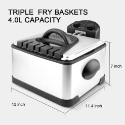 Secura 1700-Watt Stainless-Steel Triple Basket Electric Deep Fryer – Buy Online at AbmarketX
