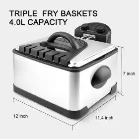 Secura 1700-Watt Stainless-Steel Triple Basket Electric Deep Fryer – Buy Online at AbmarketX