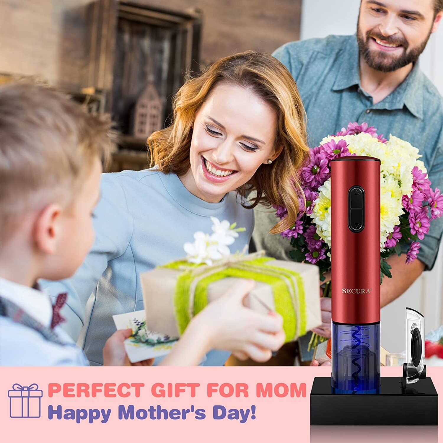 Secura Electric Wine Opener – Rechargeable (Red) – Buy Online at AbmarketX