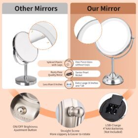 VESAUR 11″ Extra Large 17″ Tall Lighted Makeup Mirror – Buy Online at AbmarketX
