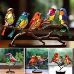 Acrylic Birds On Branch Decorative Ornament - Image 6