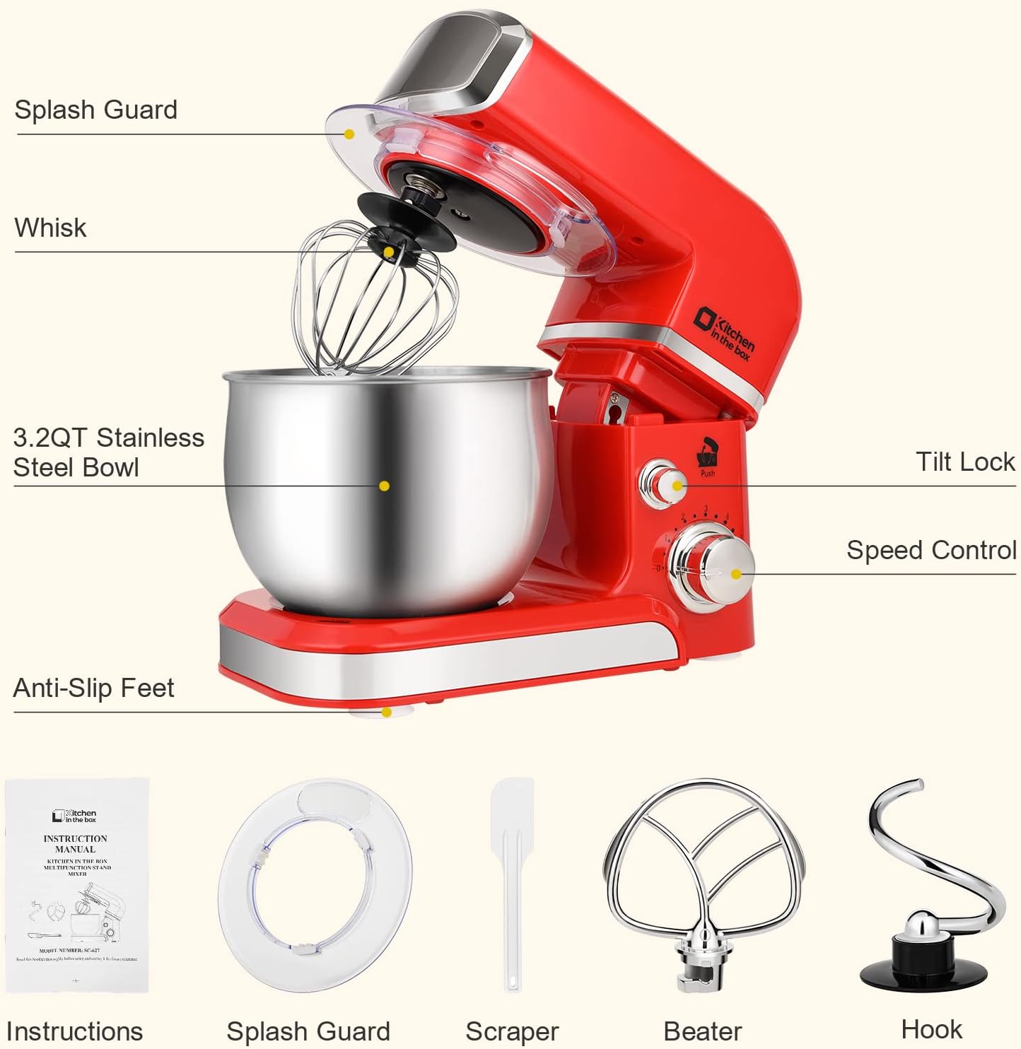 Kitchen in the Box 3.2Qt Stand Mixer – 6 Speeds – Buy Online at AbmarketX