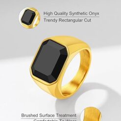 Richsteel Black Onyx Signet Ring for Men – Buy Online at AbmarketX