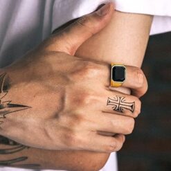 Richsteel Black Onyx Signet Ring for Men – Buy Online at AbmarketX