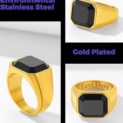 Richsteel Black Onyx Signet Ring for Men – Buy Online at AbmarketX