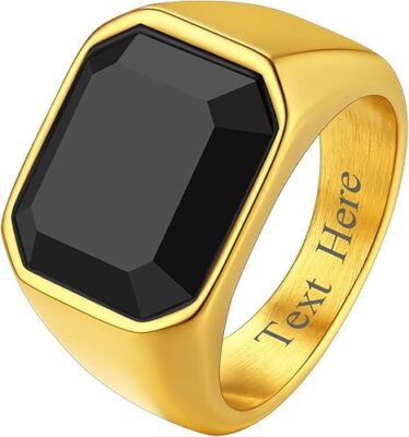 Richsteel Black Onyx Signet Ring for Men – Buy Online at AbmarketX