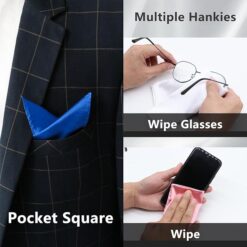 Luckyvestir White Black Silk Pocket Squares with Holder – Buy Online at AbmarketX