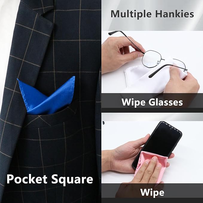 Luckyvestir White Black Silk Pocket Squares with Holder – Buy Online at AbmarketX