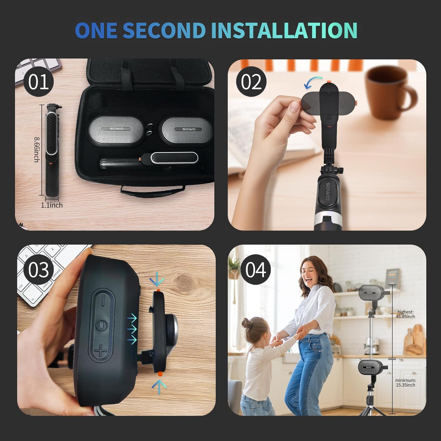 SOWO Dual Bluetooth Speakers with Adjustable Stands – Buy Online at AbmarketX