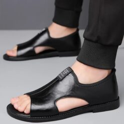 Men’s Leather Open-Toe Sandals – Non-Slip Casual Comfort Slippers – Buy Online at AbmarketX
