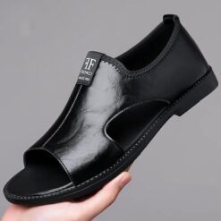 Men’s Leather Open-Toe Sandals – Non-Slip Casual Comfort Slippers – Buy Online at AbmarketX