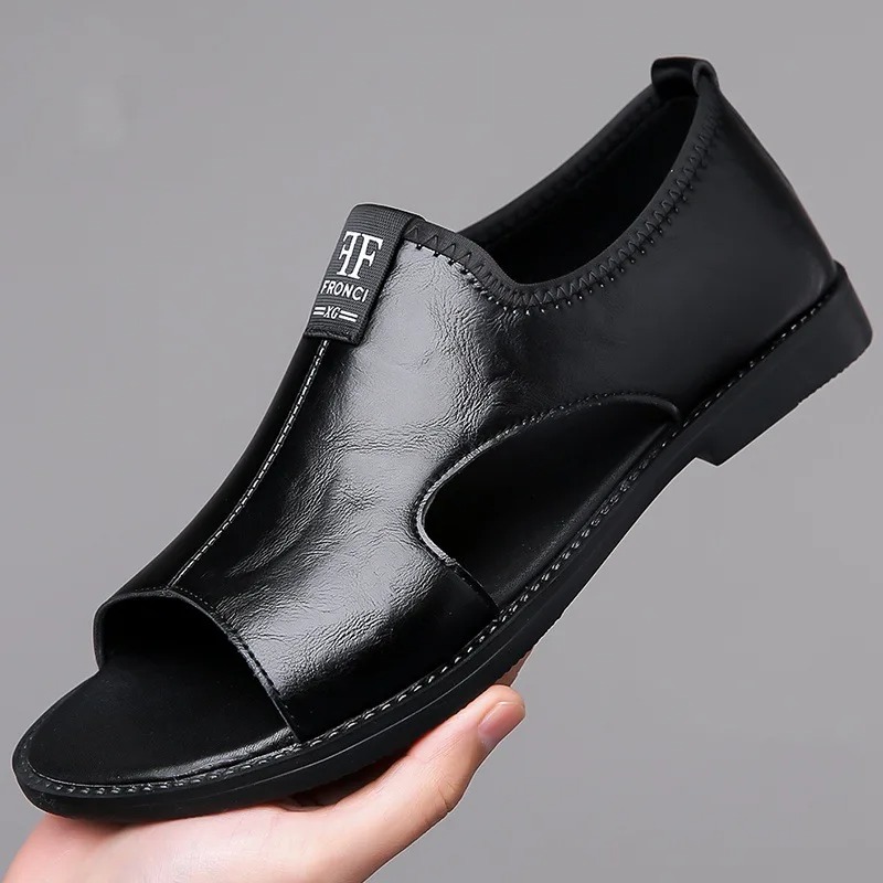 Men’s Leather Open-Toe Sandals – Non-Slip Casual Comfort Slippers – Buy Online at AbmarketX