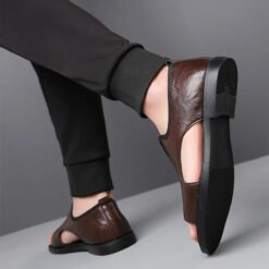 Men’s Leather Open-Toe Sandals – Non-Slip Casual Comfort Slippers – Buy Online at AbmarketX