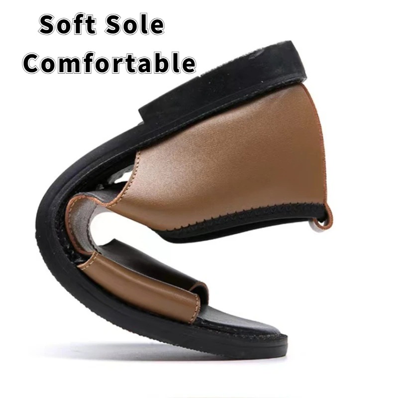 Men’s Leather Open-Toe Sandals – Non-Slip Casual Comfort Slippers – Buy Online at AbmarketX
