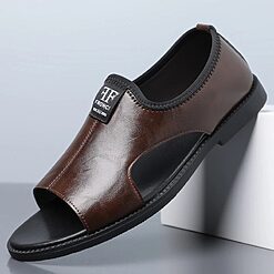 Men’s Leather Open-Toe Sandals – Non-Slip Casual Comfort Slippers - Image 4
