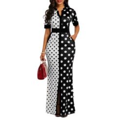 Maxi Long Polka Dot Dress - Slim Vintage Women Sundress
