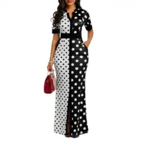Maxi Long Polka Dot Dress - Slim Vintage Women Sundress