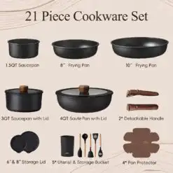 CAROTE ceramic pots — 21pcs Pots and Pans Set Non Stick - Image 2