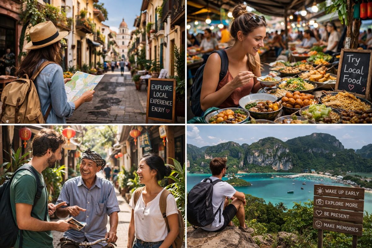 Authentic travel experiences come from exploring local culture, trying new foods, and connecting with people.
